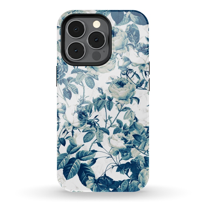 iPhone 13 pro StrongFit Blue Vintage Rose Pattern  by  Utart