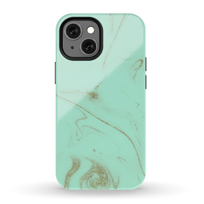 iPhone 13 mini StrongFit Elegant gold and mint marble image by InovArts