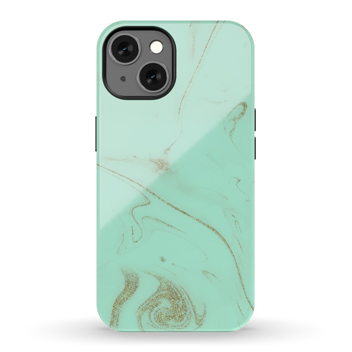 iPhone 13 StrongFit Elegant gold and mint marble image by InovArts