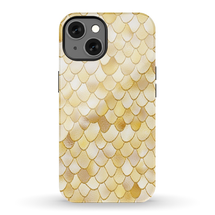 iPhone 13 StrongFit Gold Wonky Metal Mermaid Scales by  Utart
