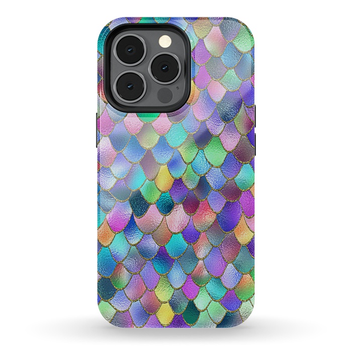 iPhone 13 pro StrongFit Colorful Carnival Wonky Metal Mermaid Scales by  Utart