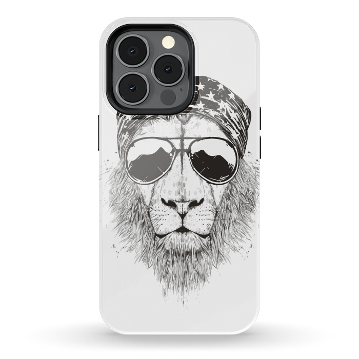 iPhone 13 pro StrongFit Wild lion (bw) by Balazs Solti