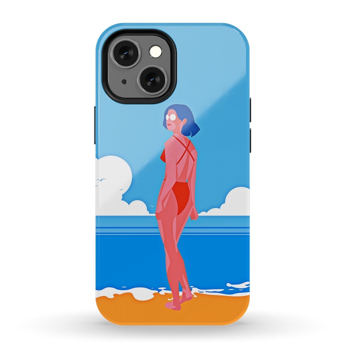 iPhone 13 mini StrongFit Summer Girl at the Beach by DaDo ART