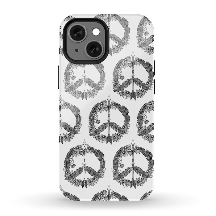 iPhone 13 mini StrongFit Bohemian Peace Sign Print by Becky Starsmore