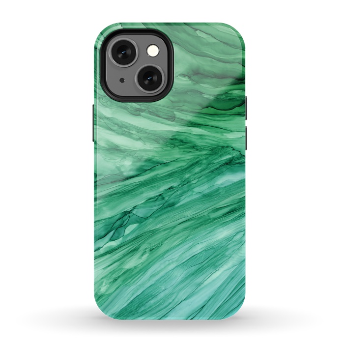 iPhone 13 mini StrongFit Emerald Green Marble by Becky Starsmore