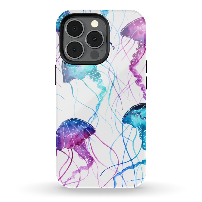 iPhone 13 pro StrongFit Watercolor Jellyfish Print by Becky Starsmore