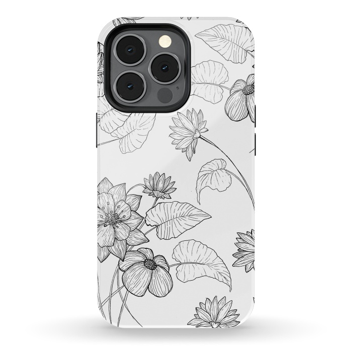 iPhone 13 pro StrongFit Monochrome Sketchbook Floral by Becky Starsmore
