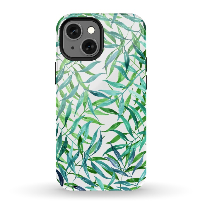 iPhone 13 mini StrongFit Green Palm Leaf Print by Becky Starsmore