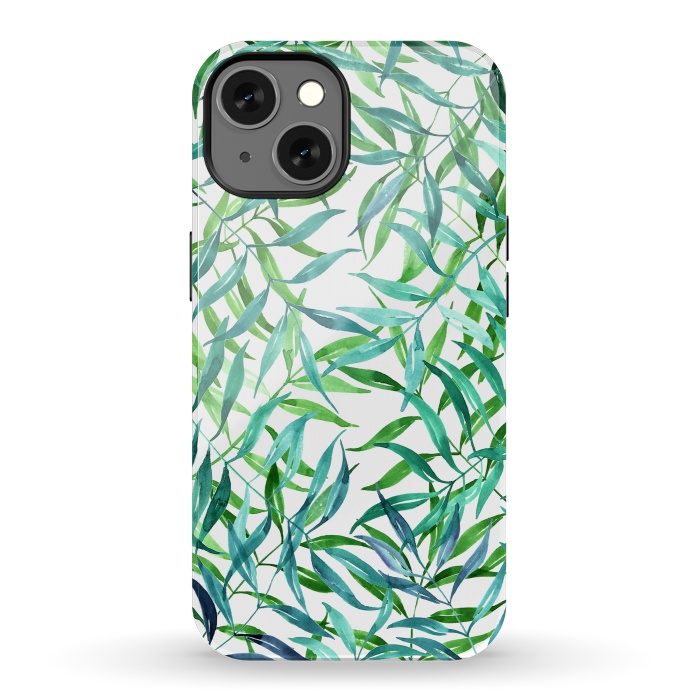 iPhone 13 StrongFit Green Palm Leaf Print by Becky Starsmore