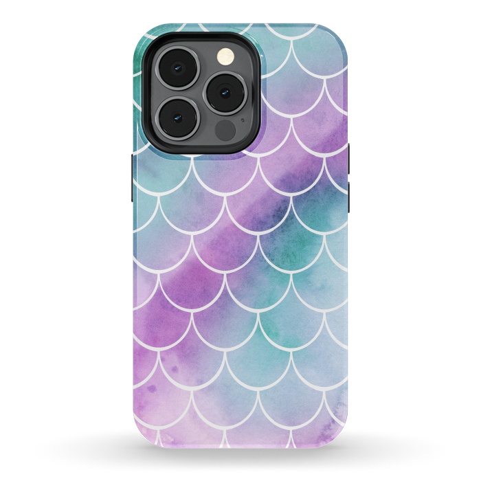 iPhone 13 pro StrongFit Dreamy Pastel Mermaid Scales by Becky Starsmore