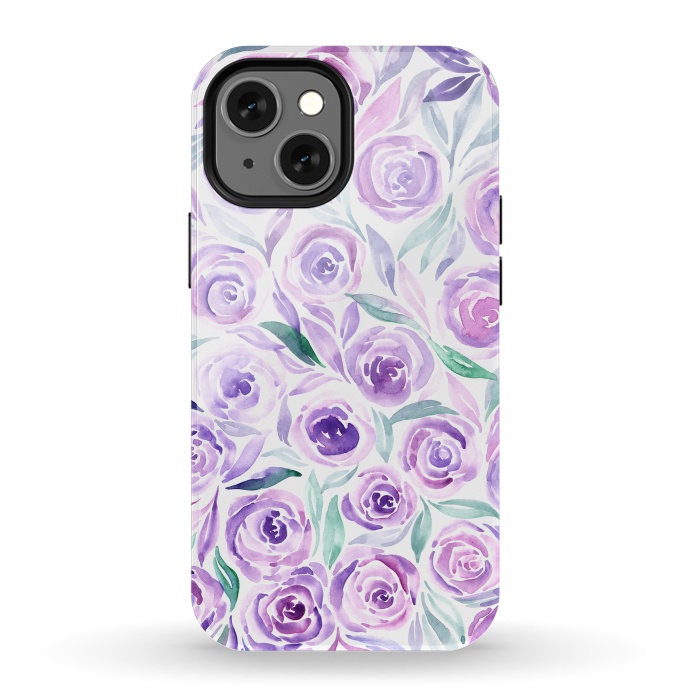 iPhone 13 mini StrongFit Purple Rose Floral Print by Becky Starsmore