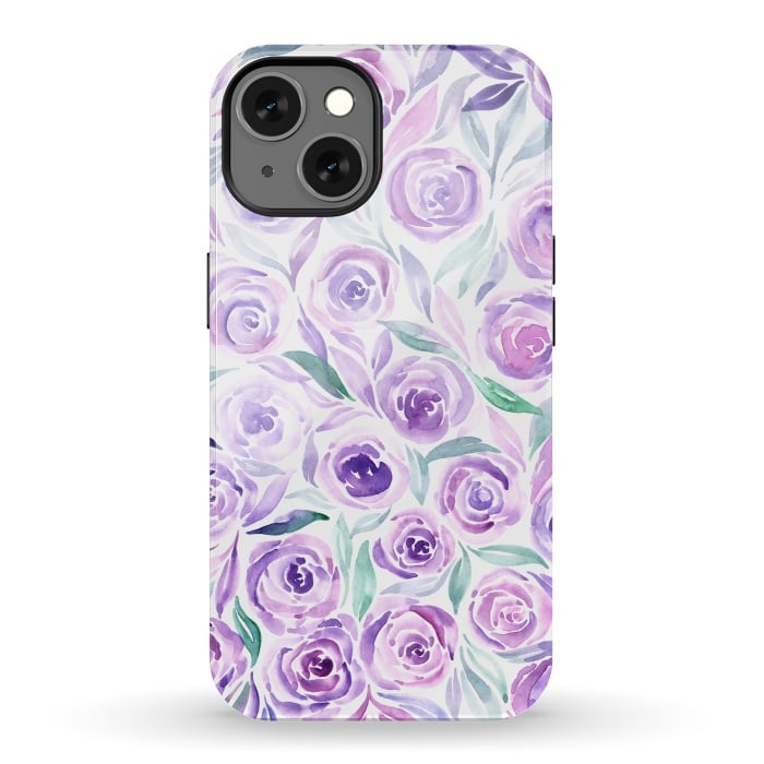 iPhone 13 StrongFit Purple Rose Floral Print by Becky Starsmore