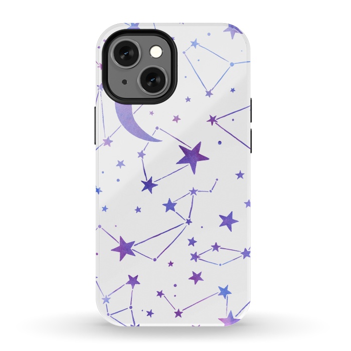 iPhone 13 mini StrongFit Watercolor Star And Moon Constellations by Becky Starsmore
