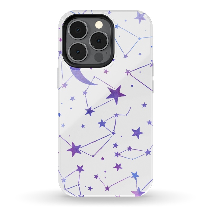 iPhone 13 pro StrongFit Watercolor Star And Moon Constellations by Becky Starsmore