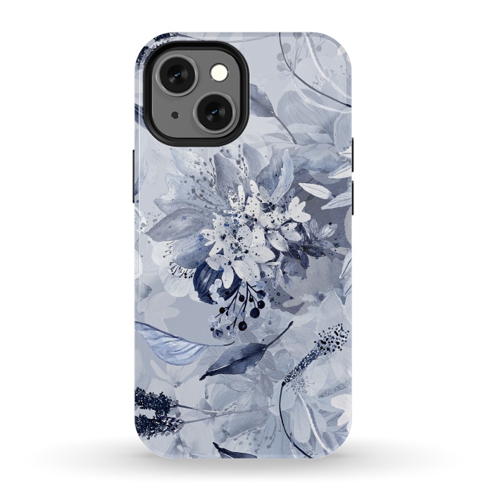 iPhone 13 mini StrongFit Autumnal fresh gray and blue flower rose pattern by  Utart