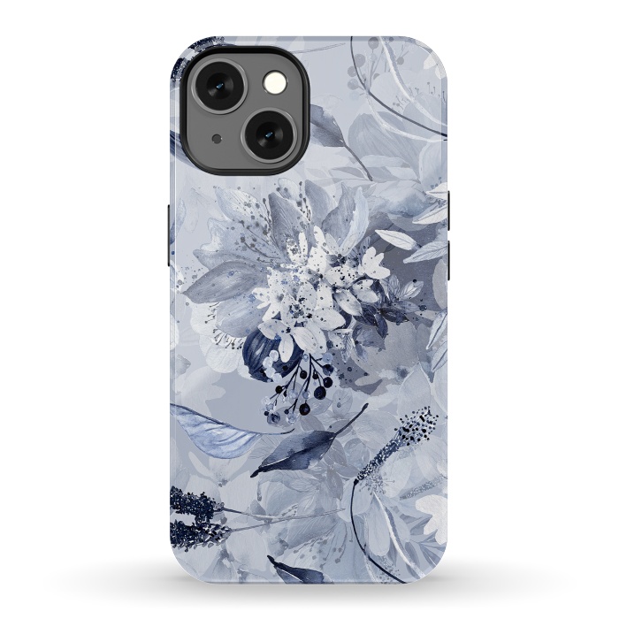 iPhone 13 StrongFit Autumnal fresh gray and blue flower rose pattern by  Utart