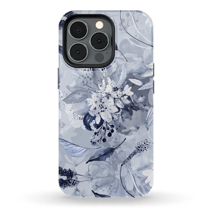 iPhone 13 pro StrongFit Autumnal fresh gray and blue flower rose pattern by  Utart