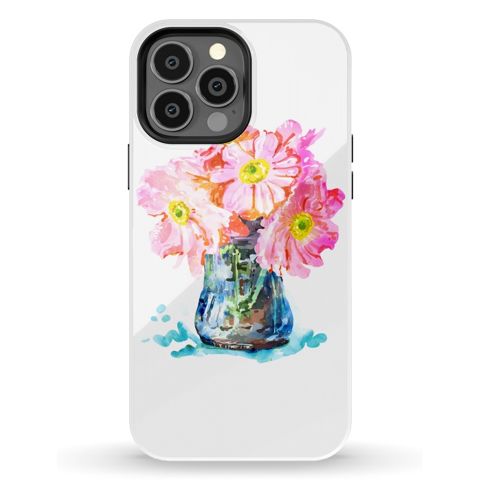 iPhone 13 Pro Max StrongFit Watercolor Flower Pot by Uma Prabhakar Gokhale