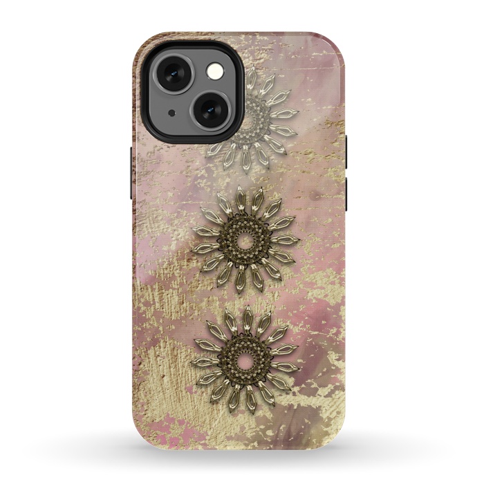 iPhone 13 mini StrongFit Golden Embellishments On Pink And Gold by Andrea Haase