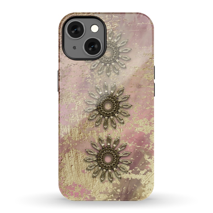 iPhone 13 StrongFit Golden Embellishments On Pink And Gold by Andrea Haase