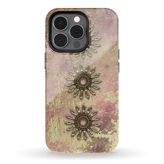 iPhone 13 pro StrongFit Golden Embellishments On Pink And Gold by Andrea Haase