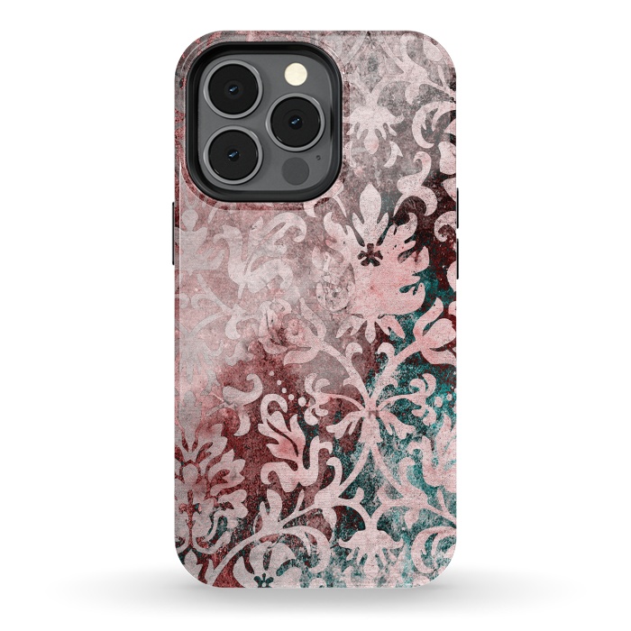 iPhone 13 pro StrongFit Rosegold Damask 2 by Andrea Haase