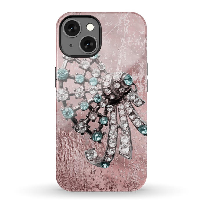 iPhone 13 StrongFit Rhinestone Embellishment Pink And Teal by Andrea Haase