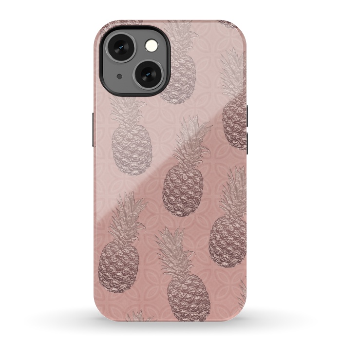 iPhone 13 StrongFit Shiny Pink Pineapple by Andrea Haase