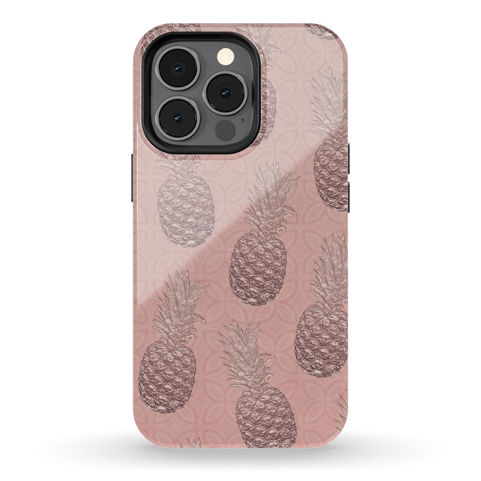 iPhone 13 pro StrongFit Shiny Pink Pineapple by Andrea Haase