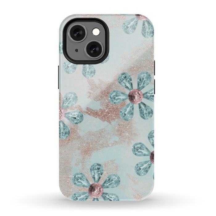 iPhone 13 mini StrongFit Rhinesone Flower Sparkle by Andrea Haase