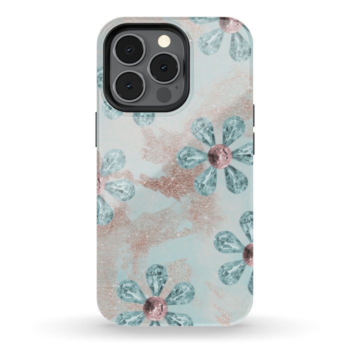 iPhone 13 pro StrongFit Rhinesone Flower Sparkle by Andrea Haase
