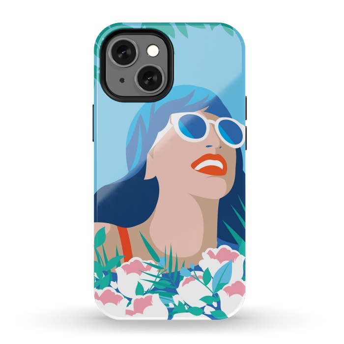 iPhone 13 mini StrongFit Blue Summer Girl by DaDo ART
