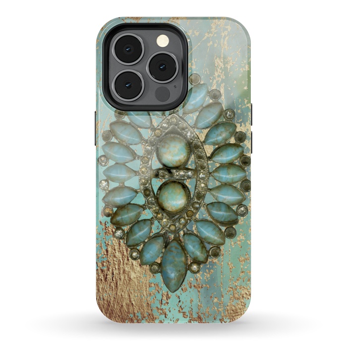 iPhone 13 pro StrongFit Turquoise Embellishment by Andrea Haase