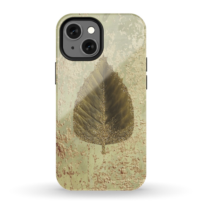 iPhone 13 mini StrongFit Golden Leaf And Sparkle by Andrea Haase