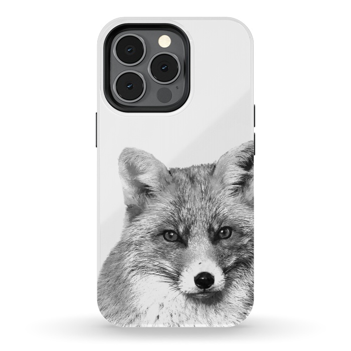 iPhone 13 pro StrongFit Black and White Fox by Alemi
