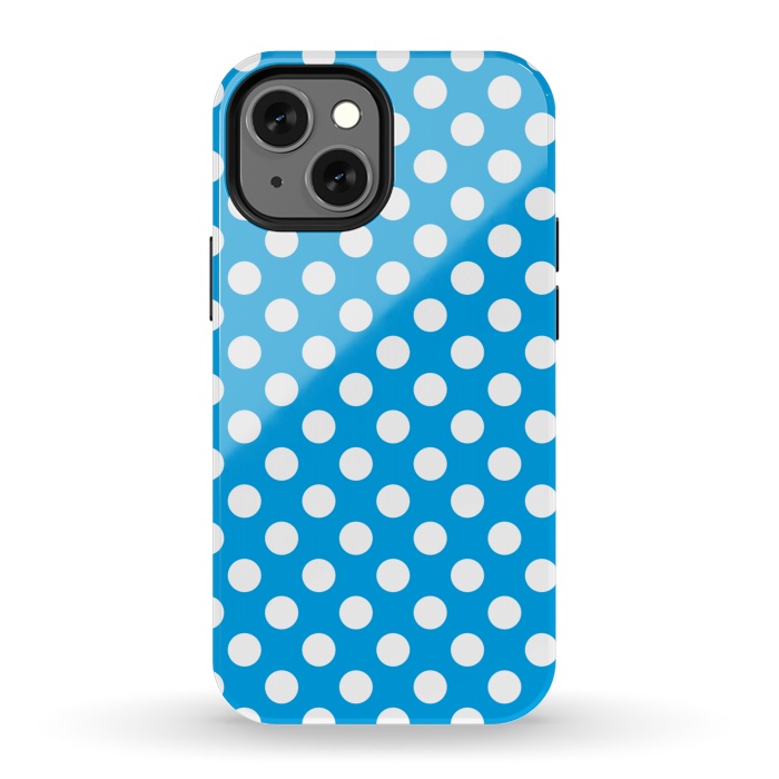 iPhone 13 mini StrongFit Polka Dots Blue by Alemi