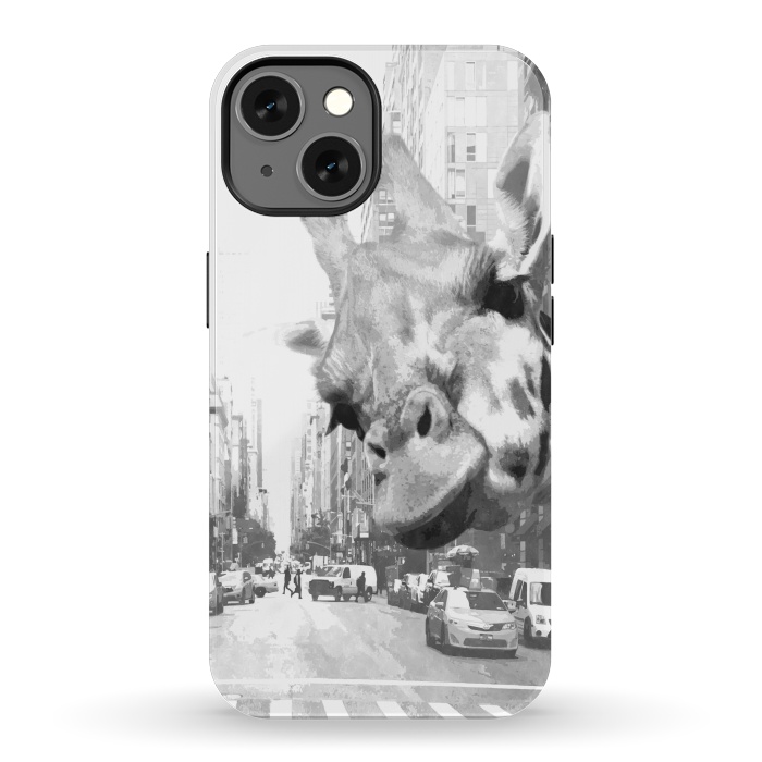 iPhone 13 StrongFit Black and White Selfie Giraffe in NYC by Alemi