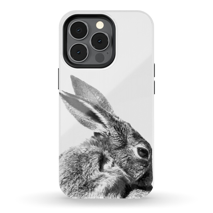 iPhone 13 pro StrongFit Black and White Rabbit by Alemi