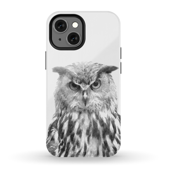 iPhone 13 mini StrongFit Black and White Owl by Alemi