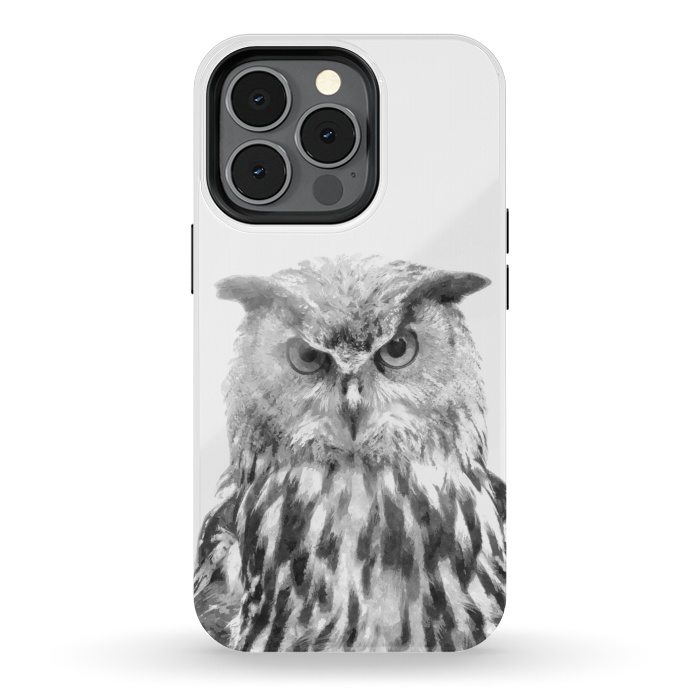 iPhone 13 pro StrongFit Black and White Owl by Alemi