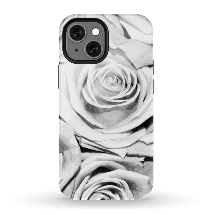 iPhone 13 mini StrongFit Black and White Roses by Alemi