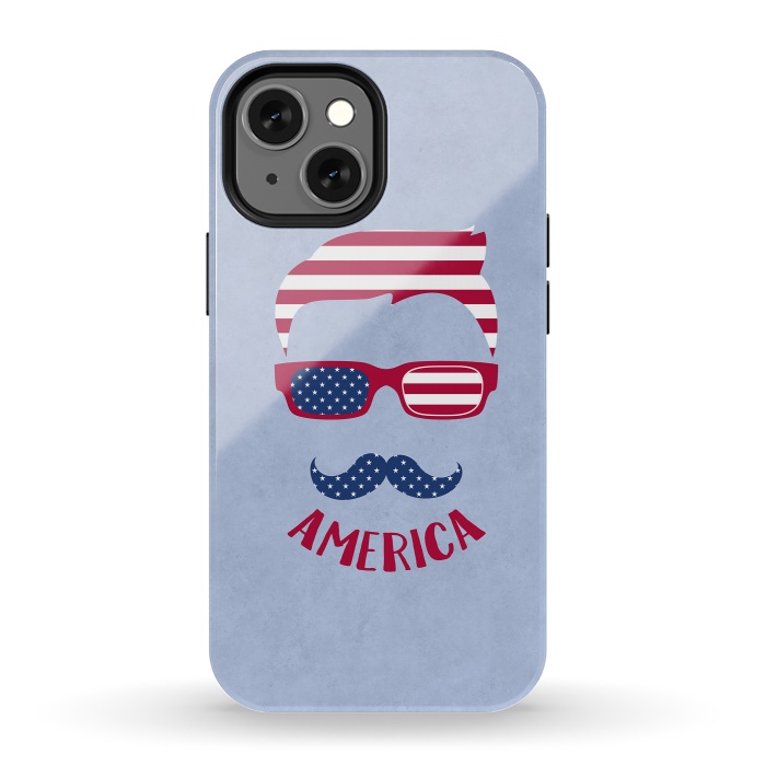 iPhone 13 mini StrongFit American Hipster Face 4th July by Andrea Haase