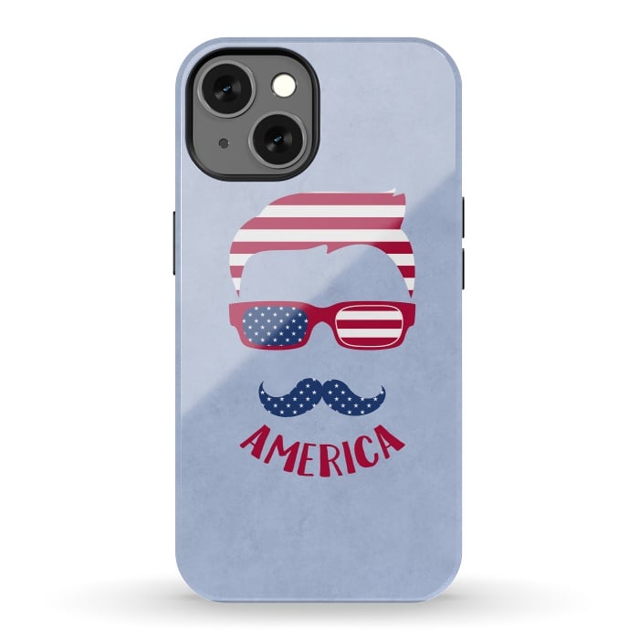 iPhone 13 StrongFit American Hipster Face 4th July by Andrea Haase