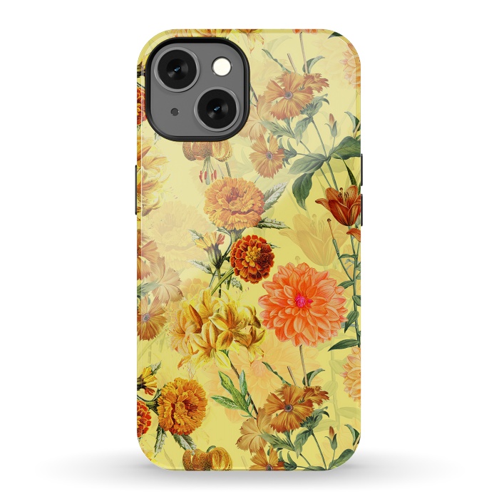 iPhone 13 StrongFit Yellow vintage Flower Pattern by  Utart