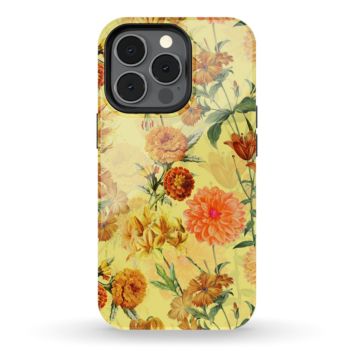 iPhone 13 pro StrongFit Yellow vintage Flower Pattern by  Utart