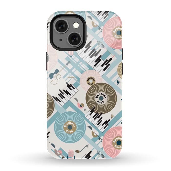 iPhone 13 mini StrongFit Bauhaus Rock - Pink and Blue by Paula Ohreen