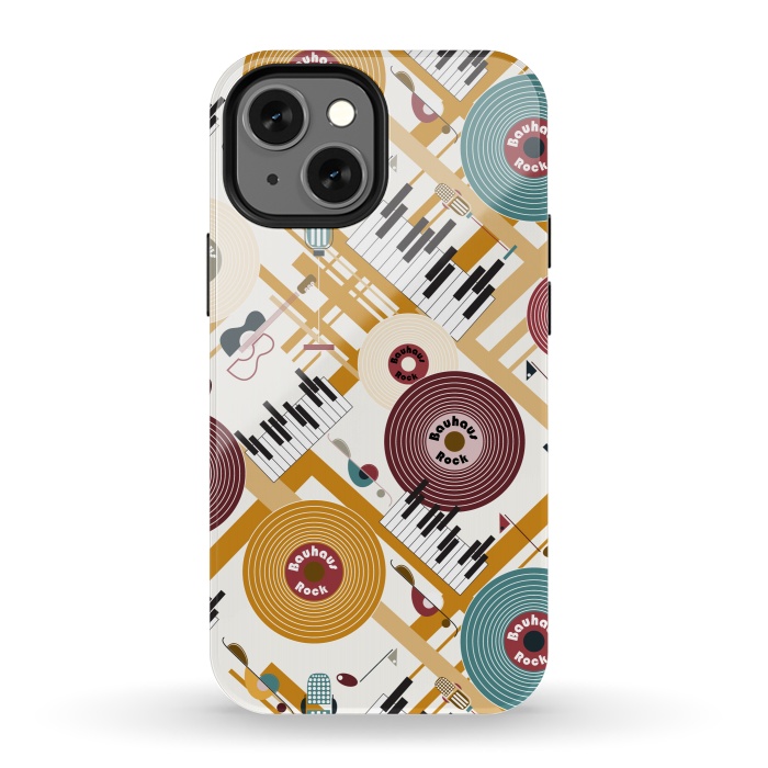 iPhone 13 mini StrongFit Bauhaus Rock - Mustard and Burgundy by Paula Ohreen