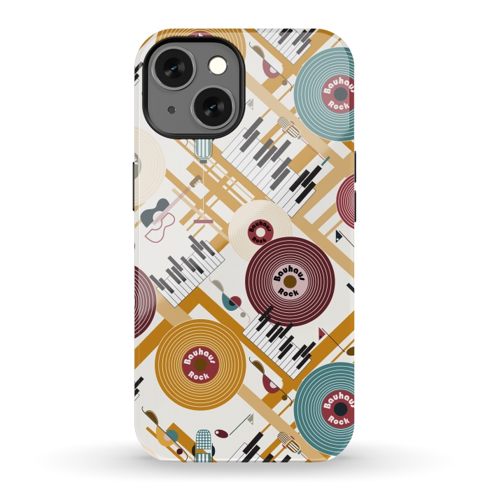 iPhone 13 StrongFit Bauhaus Rock - Mustard and Burgundy by Paula Ohreen