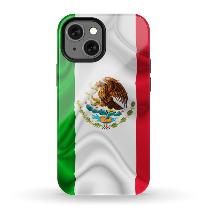 iPhone 13 mini StrongFit  Mexico Waving Silk Flag by BluedarkArt