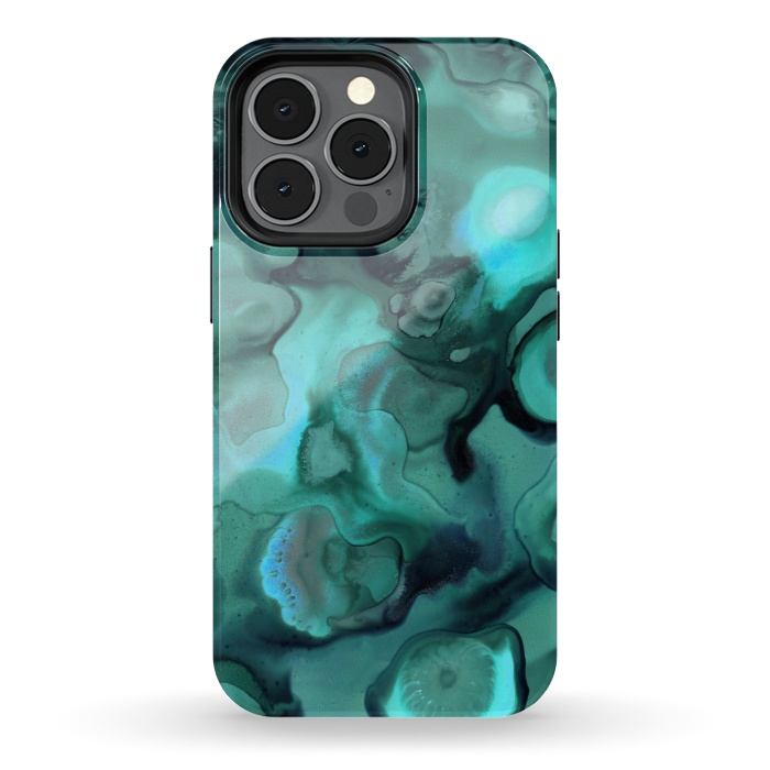 iPhone 13 pro StrongFit Ebb and Flow in Emerald by Micklyn Le Feuvre